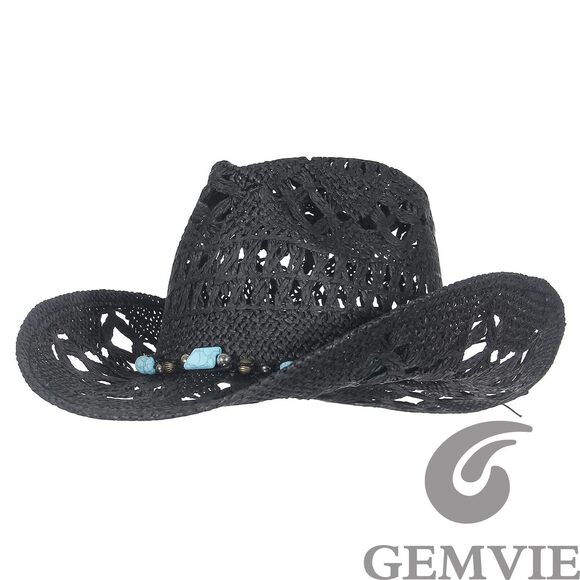 8257 Turquoise Straw Cowboy Hat For Men Women Summer Western Cowgirl main image 7